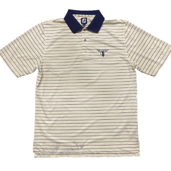 FootJoy Canary Yellow Striped Robert Jones Golf Club Polo Shirt Men's Size XL - Picture 1 of 10
